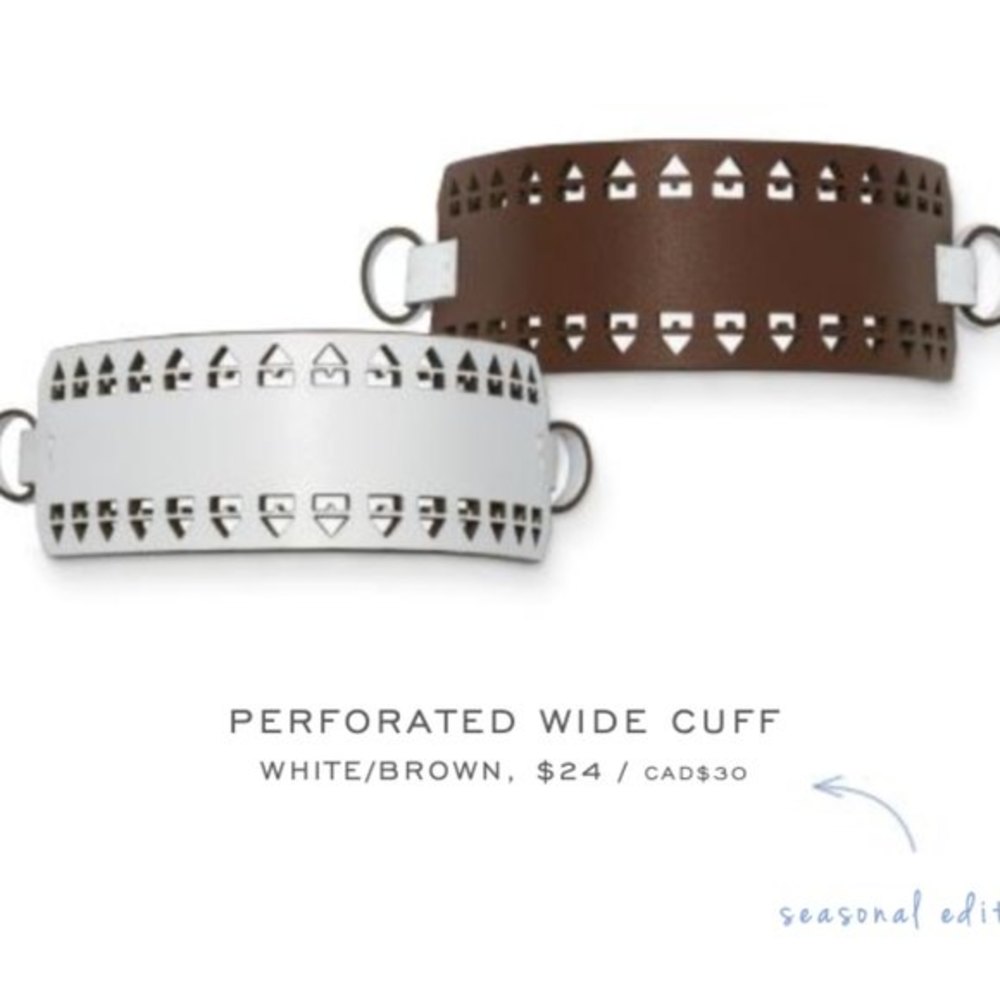 Keep Collective Reversible Perforated White / Brown Wide Leather Cuff (retired)
